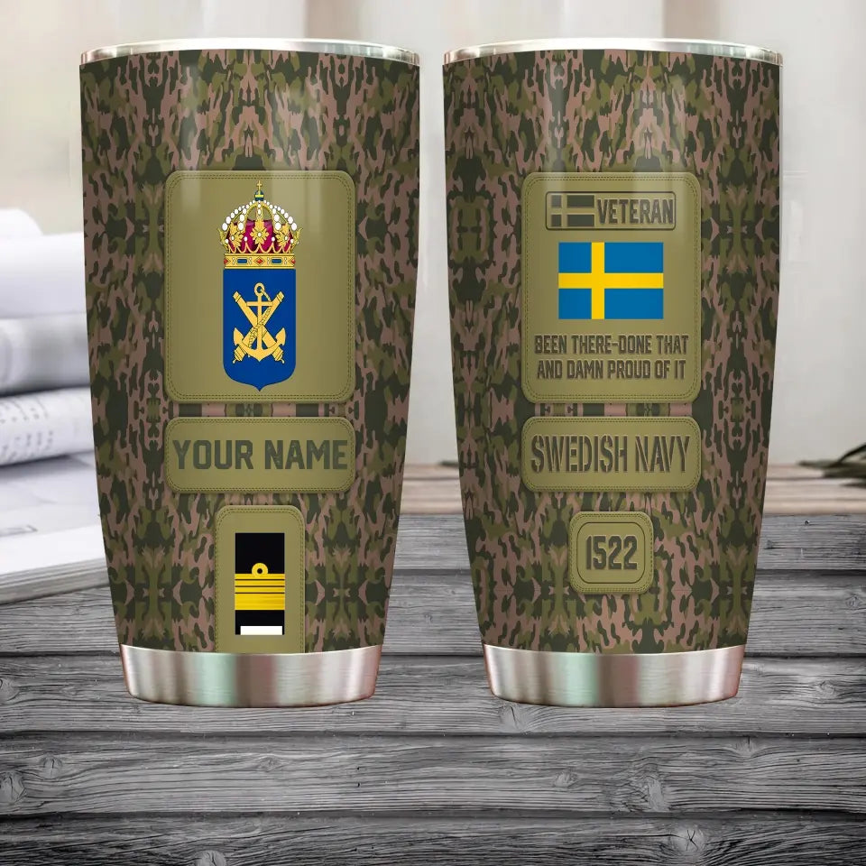 Personalized Sweden Veteran/ Soldier With Rank, Name Tumbler - 17218656