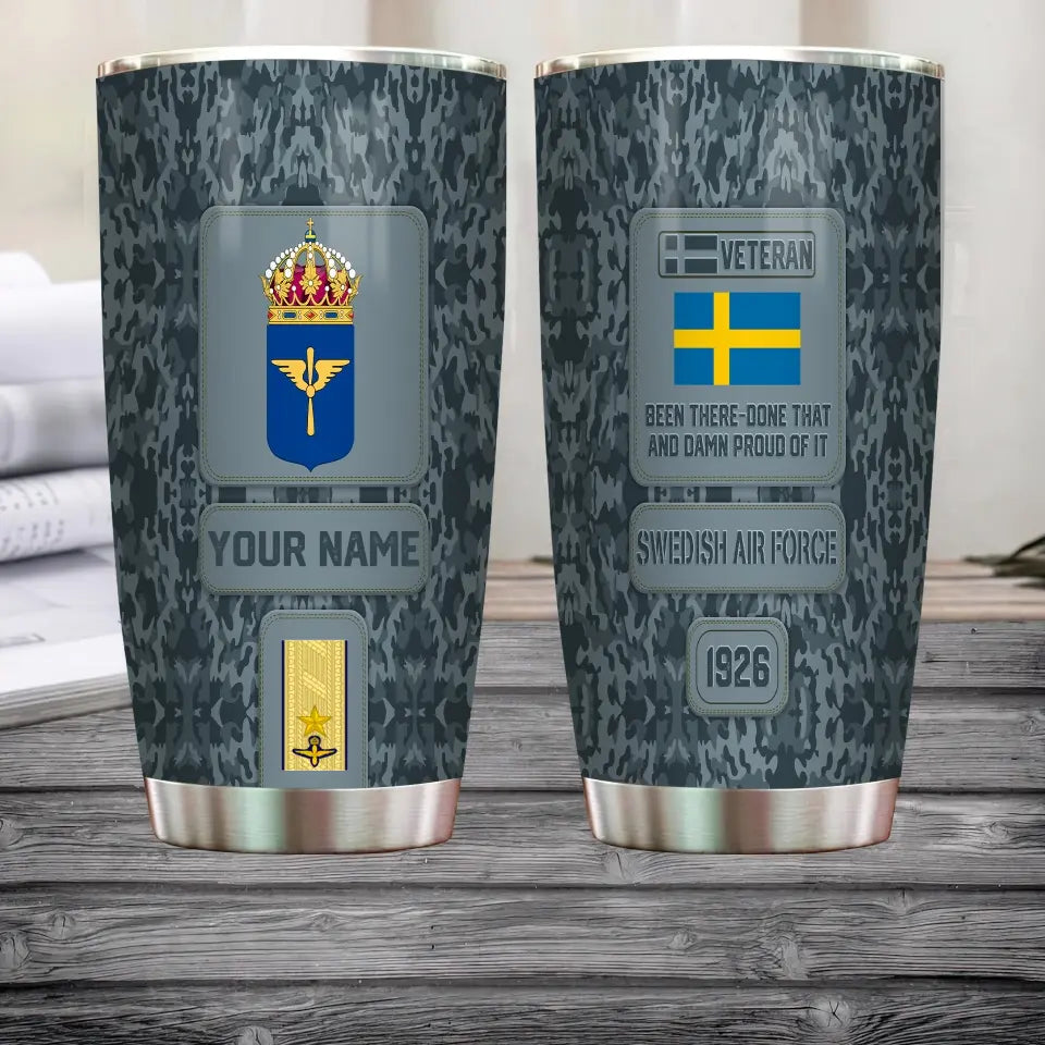 Personalized Sweden Veteran/ Soldier With Rank, Name Tumbler - 17218656