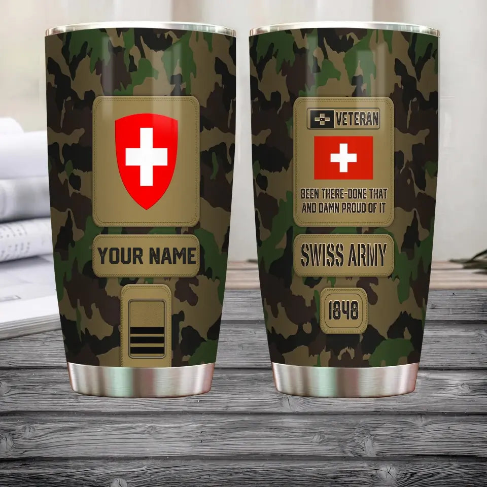 Personalisierter Schweizer Veteran/Soldat mit Rang, Namensbecher - 17218656