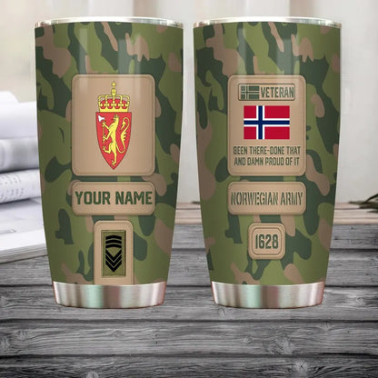 Personalisierter Becher mit Namen für Norwegen-Veteranen/Soldaten mit Rang – 17218656