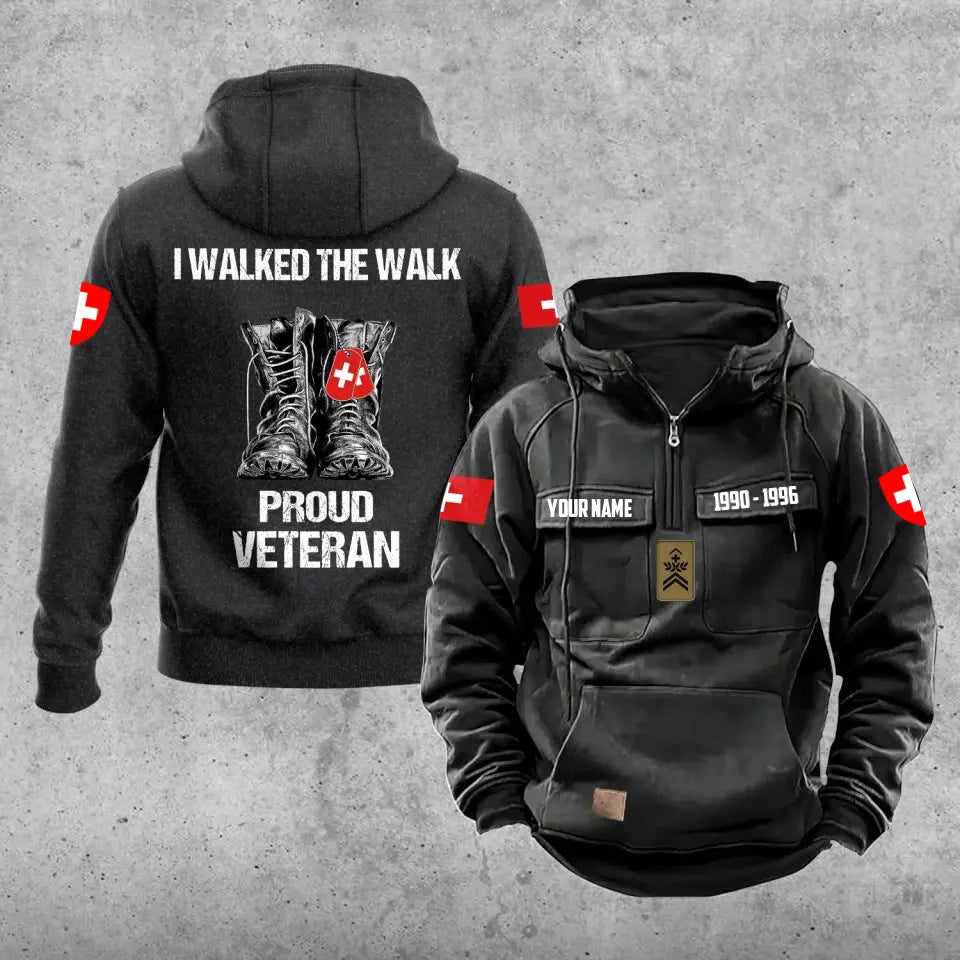 Personalisierter Schweizer Soldat/Veteran mit Rang, Jahr und Namen Vintage Hoodie All Over Printed - 17219520