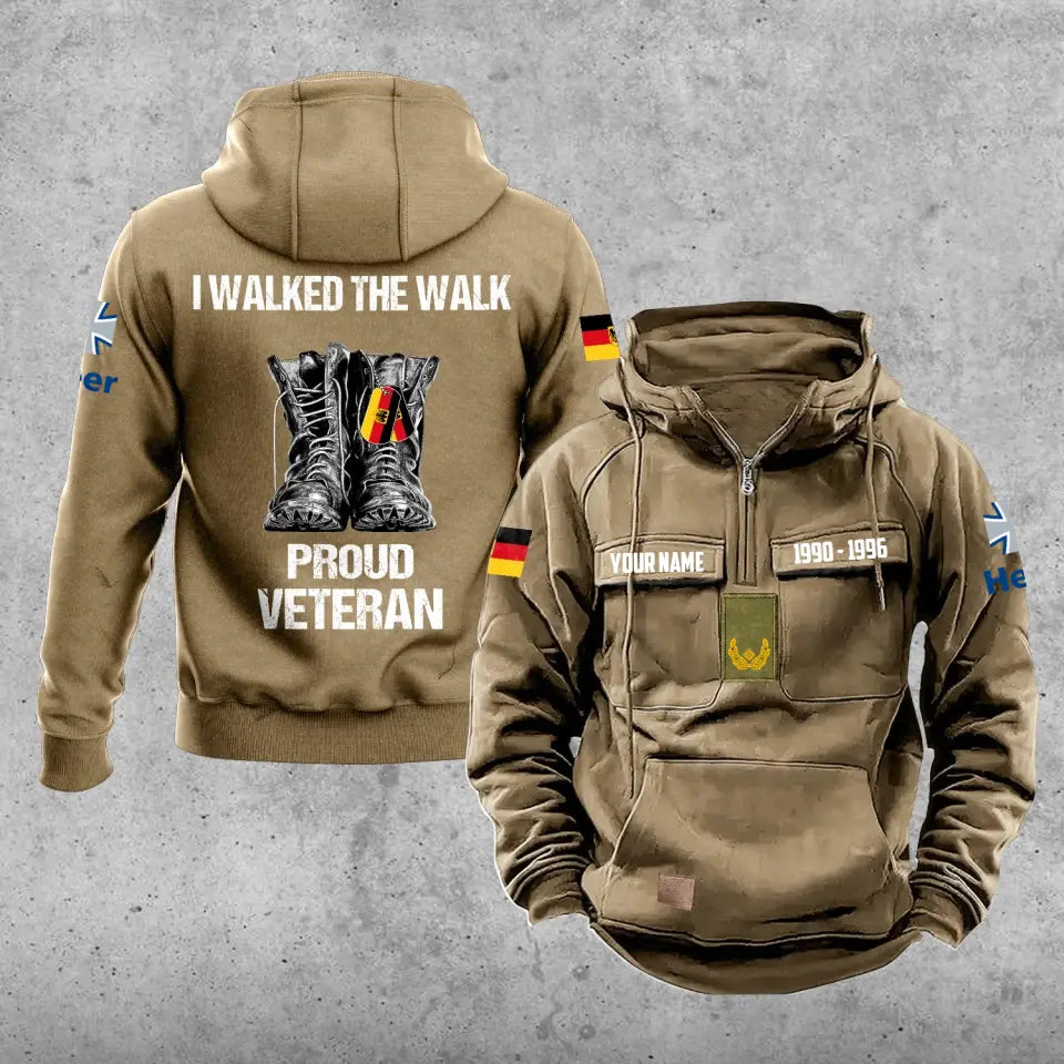 Personalisierter deutscher Soldat/Veteran mit Rang, Jahr und Namen, Vintage-Kapuzenpullover mit Rundumdruck – 17219520