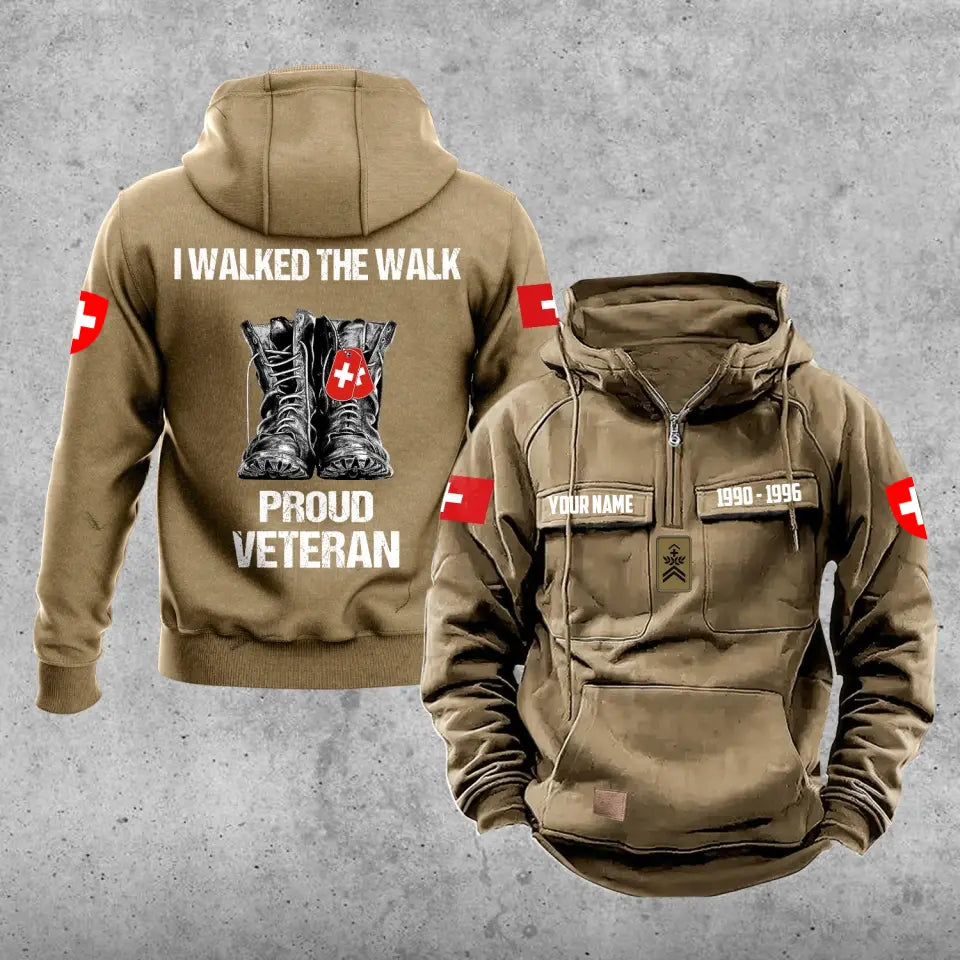 Personalisierter Schweizer Soldat/Veteran mit Rang, Jahr und Namen Vintage Hoodie All Over Printed - 17219520