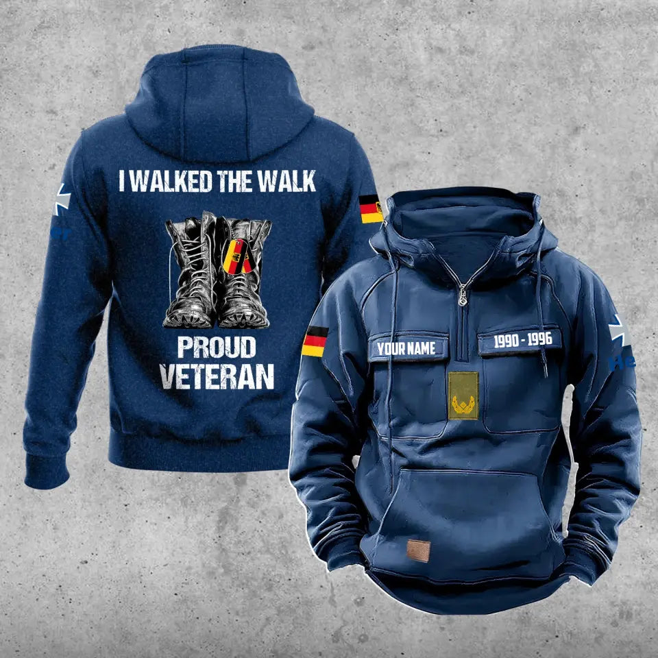 Personalisierter deutscher Soldat/Veteran mit Rang, Jahr und Namen, Vintage-Kapuzenpullover mit Rundumdruck – 17219520