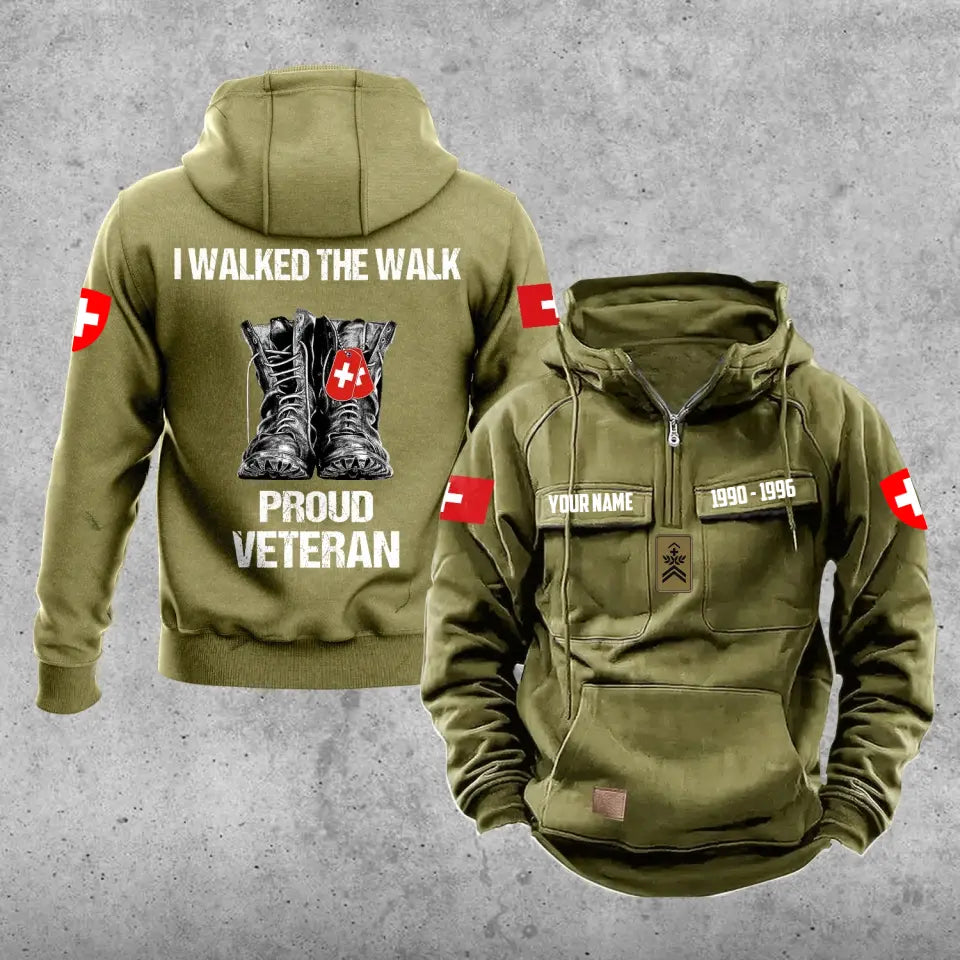 Personalisierter Schweizer Soldat/Veteran mit Rang, Jahr und Namen Vintage Hoodie All Over Printed - 17219520