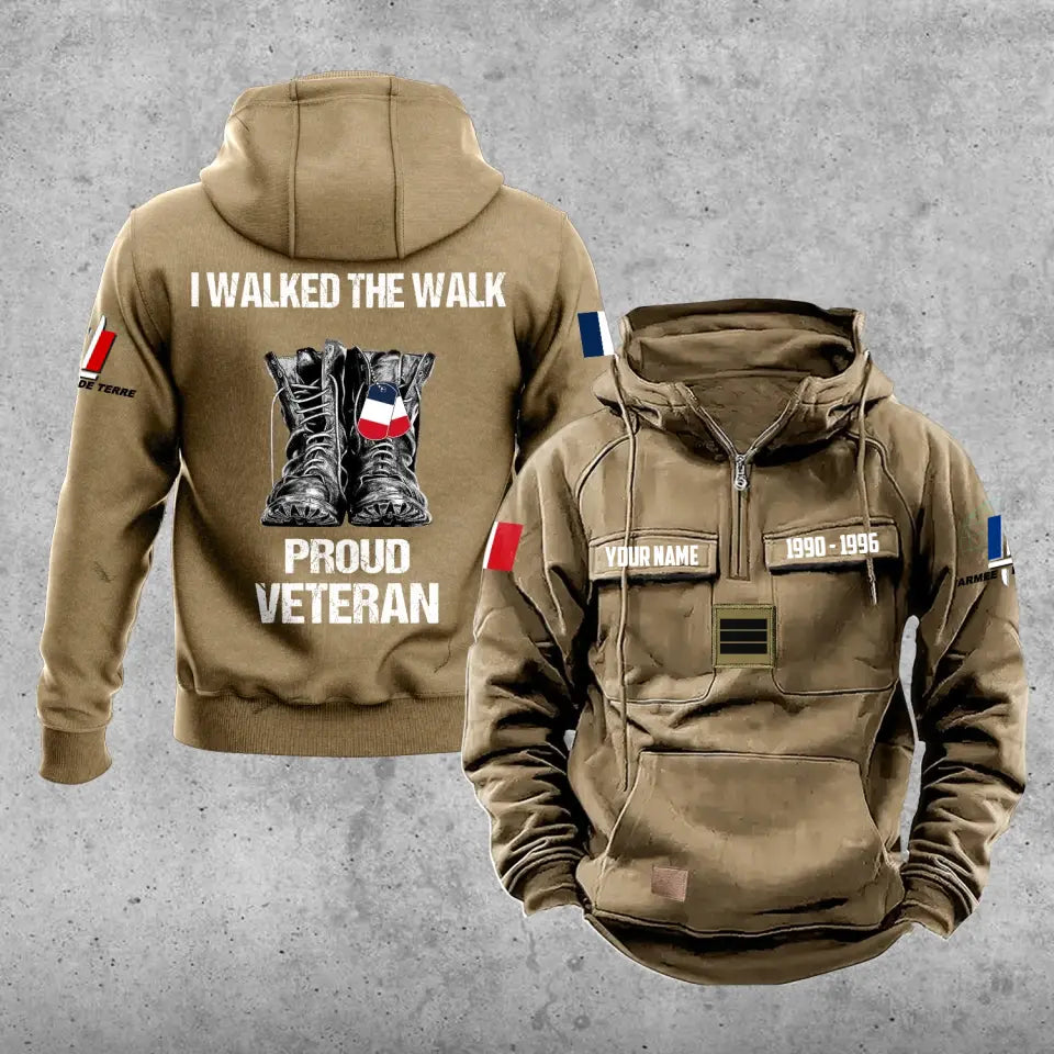 Personalized France Soldier/Veteran With Rank, Year And Name Vintage Hoodie All Over Printed - 17219520