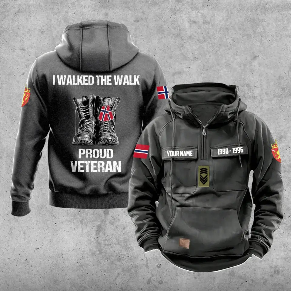 Personalized Norway Soldier/Veteran With Rank, Year And Name Vintage Hoodie All Over Printed - 17219520