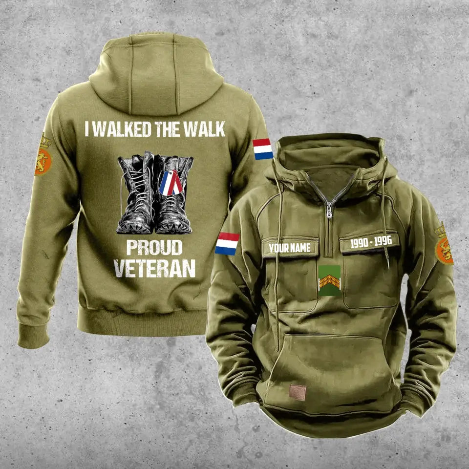 Personalisierter niederländischer Soldat/Veteran mit Rang, Jahr und Namen, Vintage-Kapuzenpullover mit Rundumdruck – 17219520