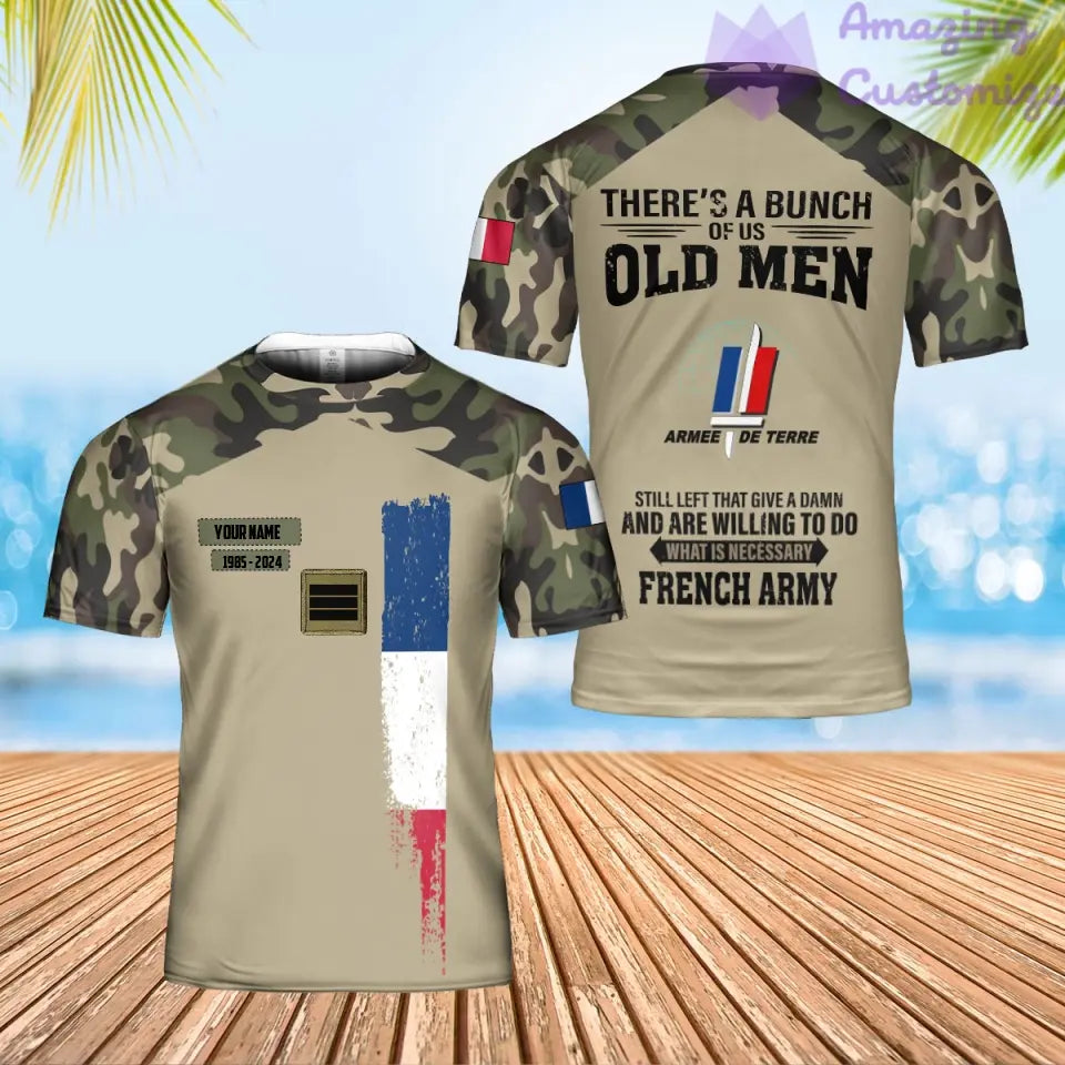 Polo personnalisé avec camouflage soldat/vétéran de la France avec nom, année et grade imprimés sur toute la surface - 17217792