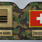 Personalisierter automatischer Sonnenschutz im Schweizer Soldaten-/Veteranen-Tarnmuster mit Namen und Rang – 17230752