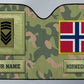 Personalisierter automatischer Sonnenschutz für norwegische Soldaten/Veteranen im Camouflage-Muster mit Namen und Rang – 17230752