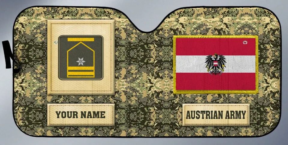 Personalized Austria Soldier/Veteran Camo With Name And Rank Auto Sun Shade - 17230752