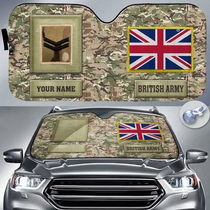 Pare-soleil de voiture personnalisé avec camouflage soldat/vétéran britannique avec nom et grade - 17230752