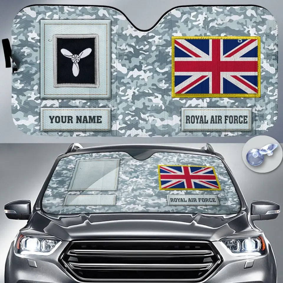 Pare-soleil de voiture personnalisé avec camouflage soldat/vétéran britannique avec nom et grade - 17230752