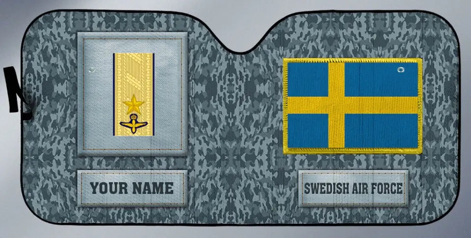 Personalized Sweden Soldier/Veteran Camo With Name And Rank Auto Sun Shade - 17230752