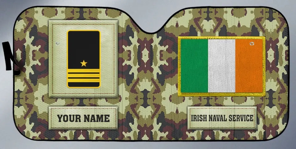 Personalized Ireland Soldier/Veteran Camo With Name And Rank Auto Sun Shade - 17230752