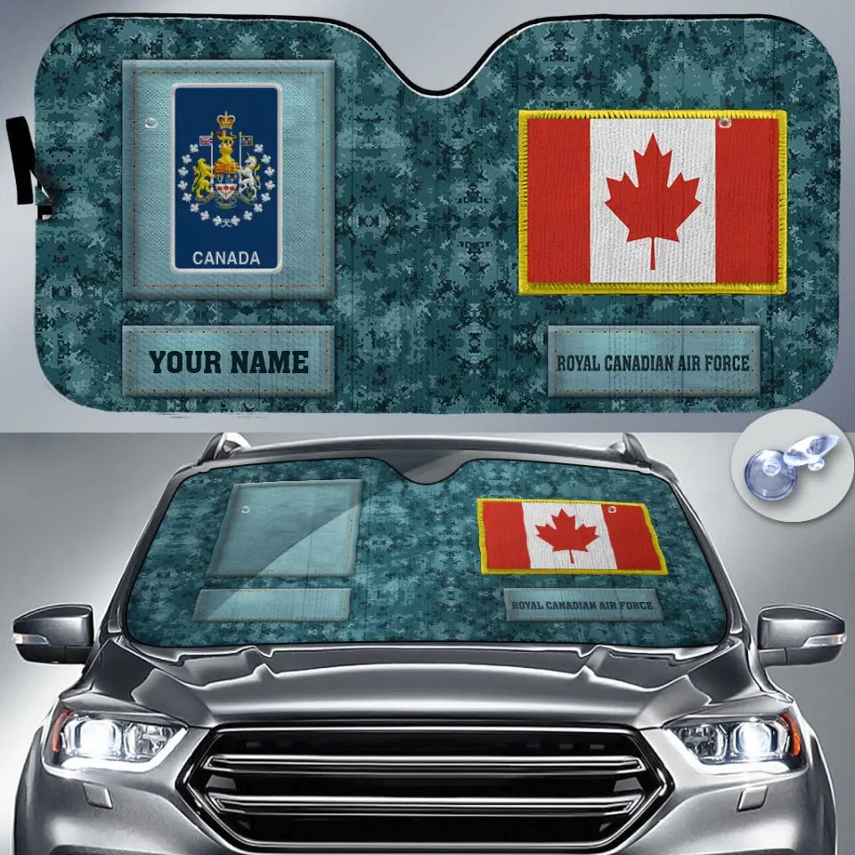 Pare-soleil de voiture personnalisé avec camouflage soldat/vétéran du Canada avec nom et grade - 17230752