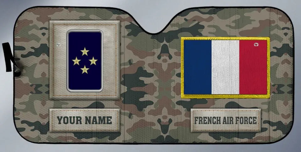 Personalized France Soldier/Veteran Camo With Name And Rank Auto Sun Shade - 17230752