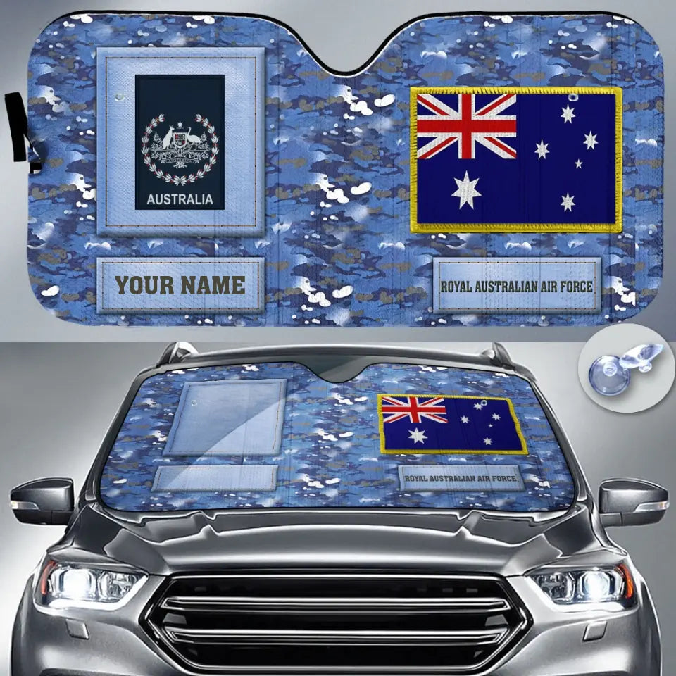 Personalized Australia Soldier/Veteran Camo With Name And Rank Auto Sun Shade - 17230752