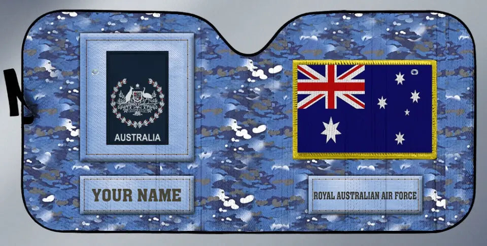 Personalisierter automatischer Sonnenschutz im Tarnmuster für australische Soldaten/Veteranen mit Namen und Rang – 17230752