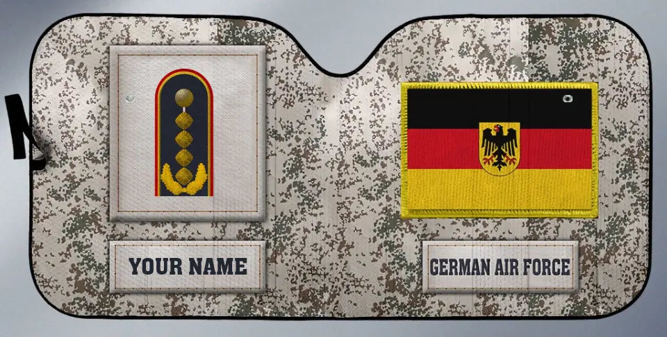 Personalized Germany Soldier/Veteran Camo With Name And Rank Auto Sun Shade - 17230752