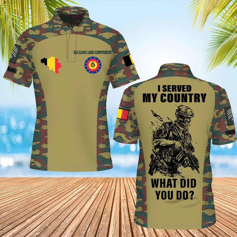 Personalisiertes belgisches Soldaten-/Veteranen-Tarnmuster mit Namen und Rang, Poloshirt komplett bedruckt – 17234208