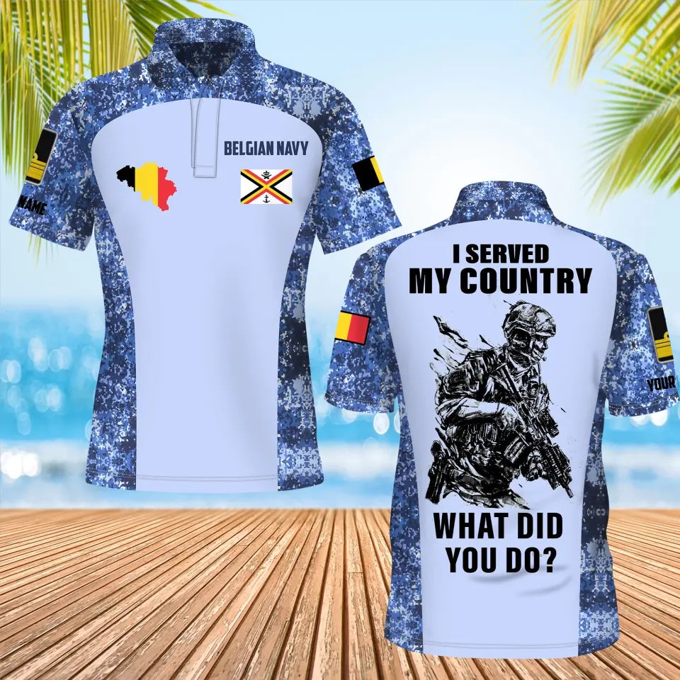 Personalisiertes belgisches Soldaten-/Veteranen-Tarnmuster mit Namen und Rang, Poloshirt komplett bedruckt – 17234208