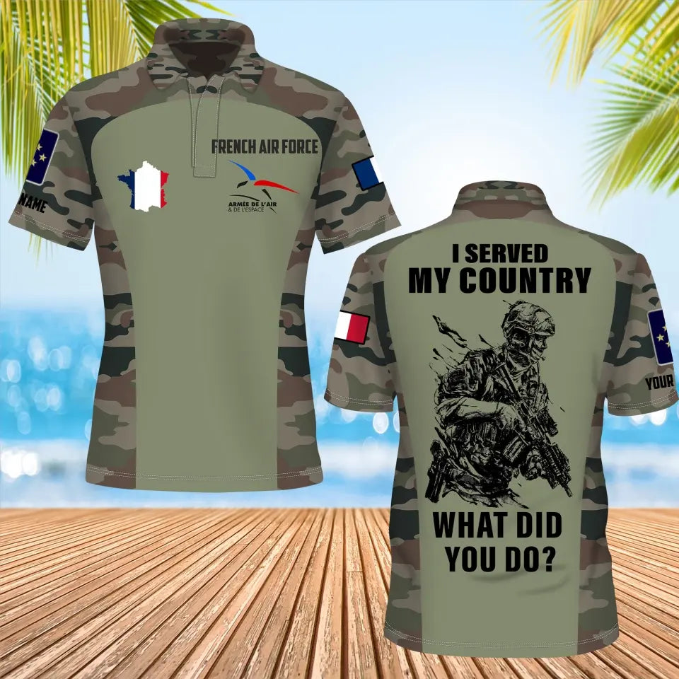 Personalized France Soldier/Veteran Camo with Name, Rank POLO All Over Printed - 17234208