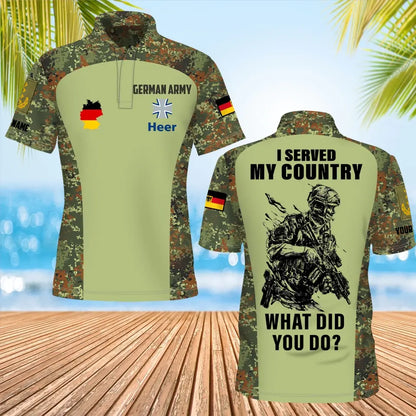 Polo personnalisé avec camouflage soldat/vétéran allemand avec nom et grade imprimé sur toute la surface - 17234208