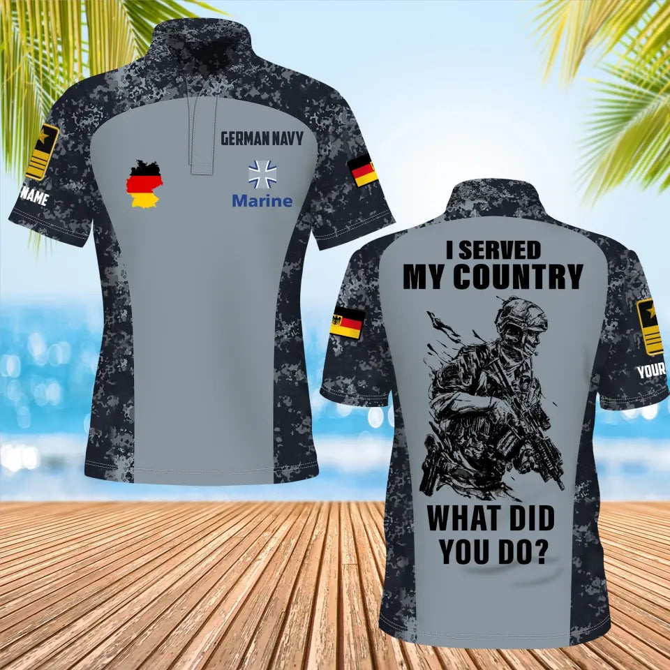 Personalized Germany Soldier/Veteran Camo with Name, Rank POLO All Over Printed - 17234208