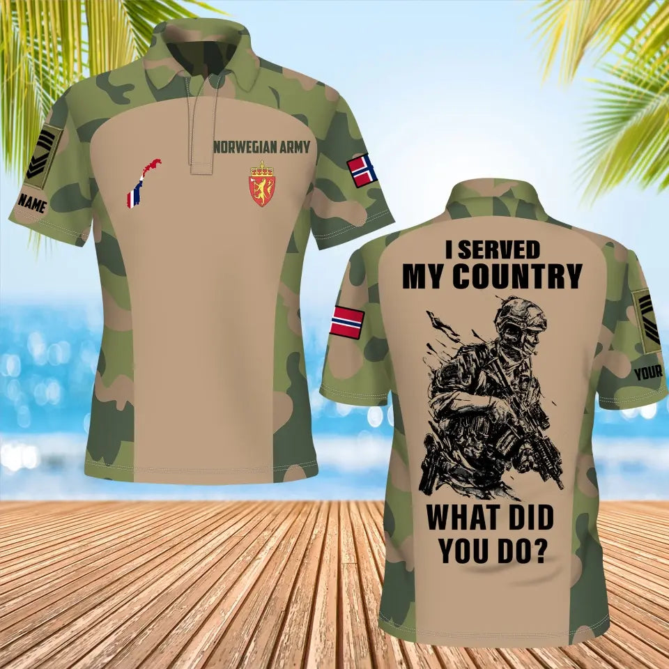 Personalized Norway Soldier/Veteran Camo with Name, Rank POLO All Over Printed - 17234208