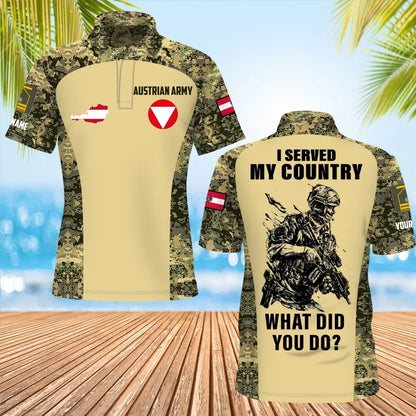 Personalized Austria Soldier/Veteran Camo with Name, Rank POLO All Over Printed - 17234208