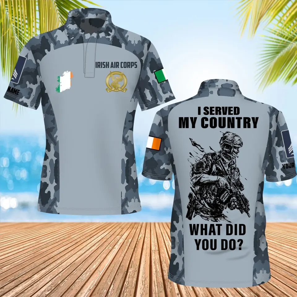 Personalized Ireland Soldier/Veteran Camo with Name, Rank POLO All Over Printed - 17234208