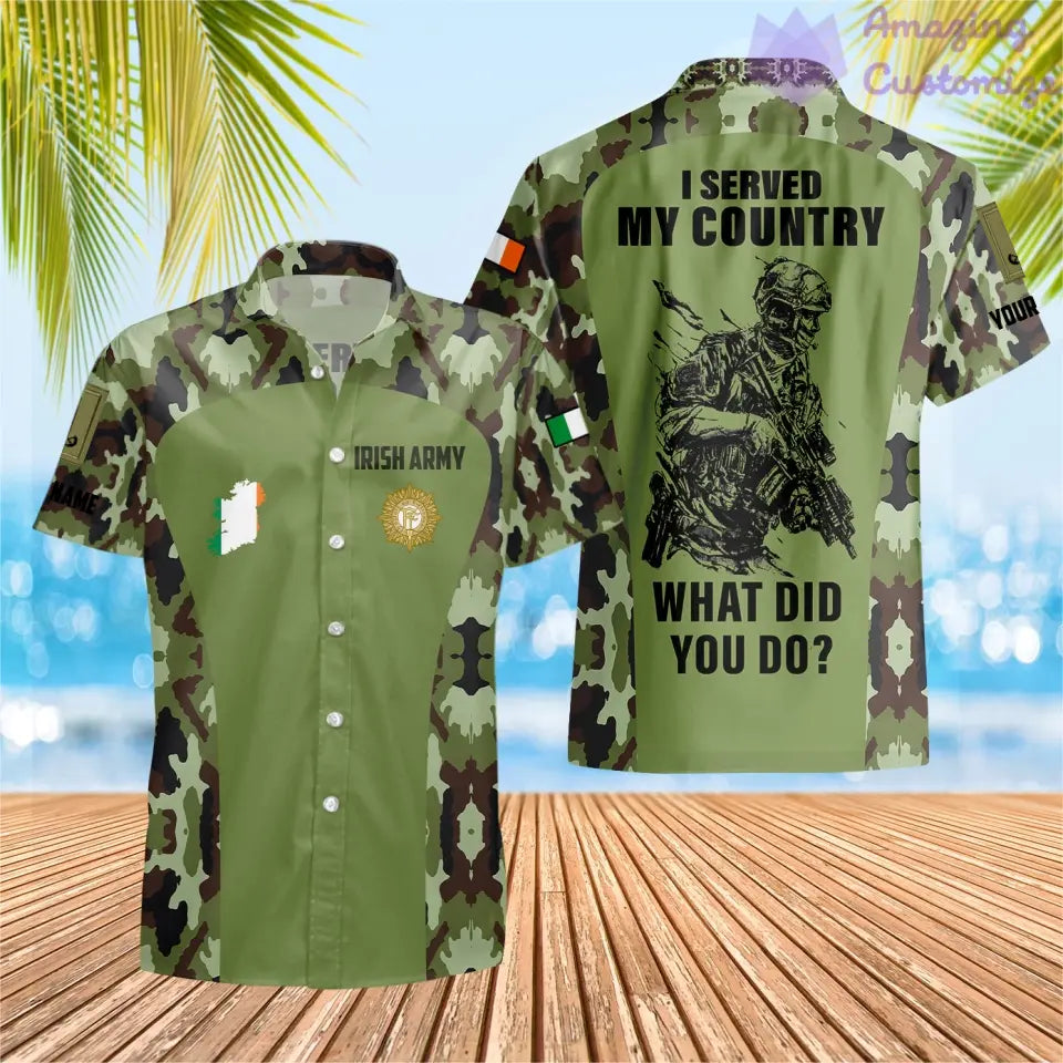 Personalized Ireland Soldier/Veteran Camo with Name, Rank POLO All Over Printed - 17234208