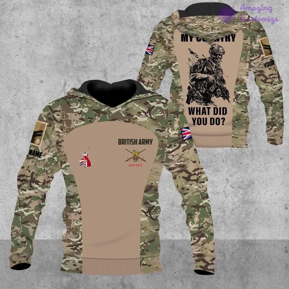 Personalized UK Soldier/Veteran Camo with Name, Rank POLO All Over Printed - 17234208