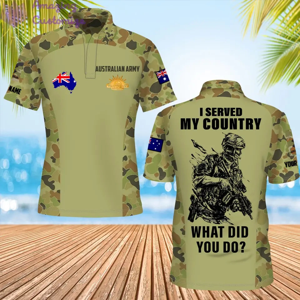 Personalisiertes australisches Soldaten-/Veteranen-Tarnmuster mit Namen, Rang, Poloshirt überall bedruckt – 17234208