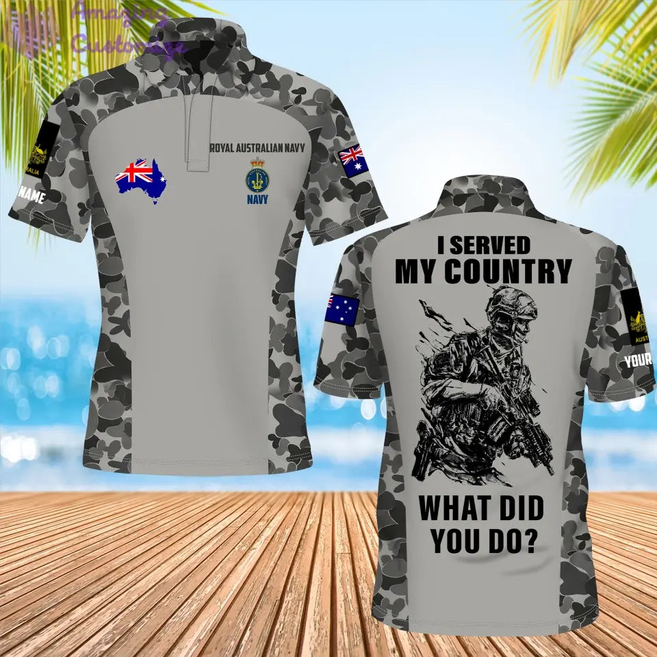 Polo personnalisé avec camouflage soldat/vétéran australien et nom, grade imprimé sur toute la surface - 17234208