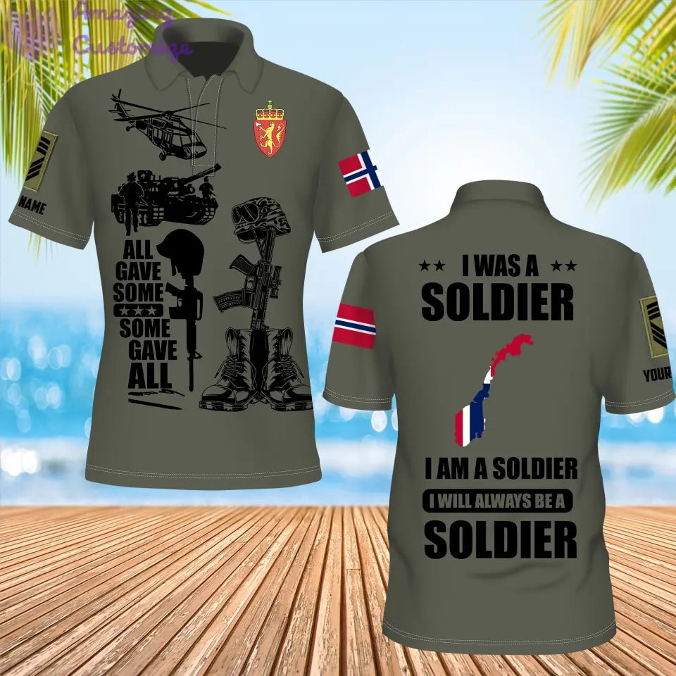 Personalisiertes norwegisches Soldaten-/Veteranen-Tarnmuster mit Namen und Rang, Poloshirt komplett bedruckt – 17235936