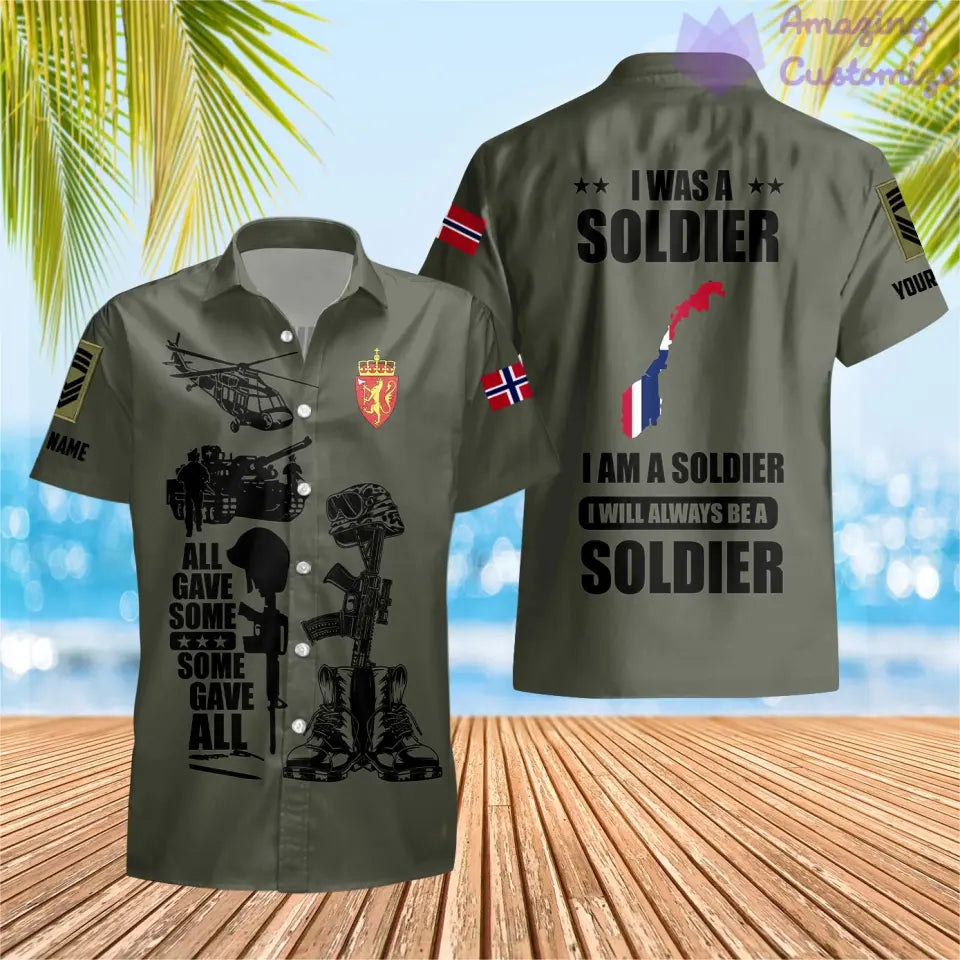 Personalisiertes norwegisches Soldaten-/Veteranen-Tarnmuster mit Namen und Rang, Poloshirt komplett bedruckt – 17235936