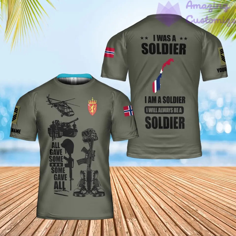 Camouflage personnalisé soldat/vétéran norvégien avec nom, grade POLO imprimé sur toute la surface - 17235936