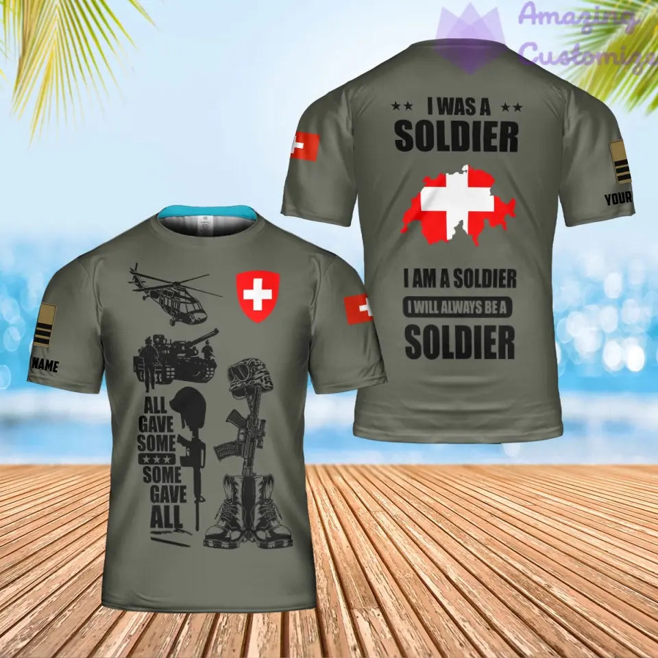 Personalisiertes Schweizer Soldaten-/Veteranen-Tarnmuster mit Namen und Rang, Poloshirt komplett bedruckt – 17235936