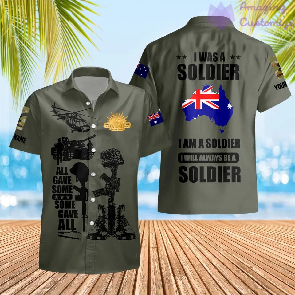 Personalisiertes australisches Soldaten-/Veteranen-Tarnmuster mit Namen, Rang, Poloshirt überall bedruckt – 17235936