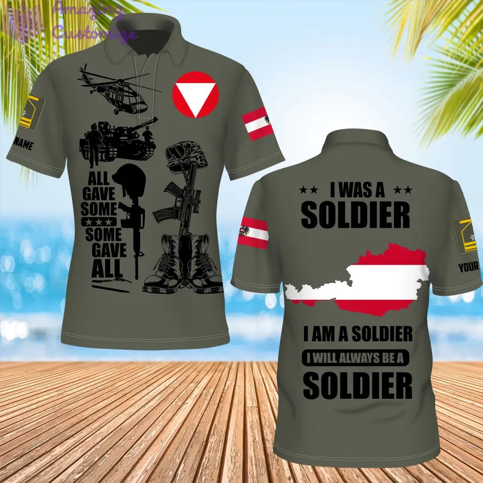 Personalized Austria Soldier/Veteran Camo with Name, Rank POLO All Over Printed - 17235936