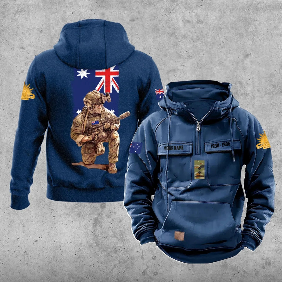 Sweat à capuche vintage personnalisé soldat/vétéran australien imprimé sur toute la surface - 27062401QA