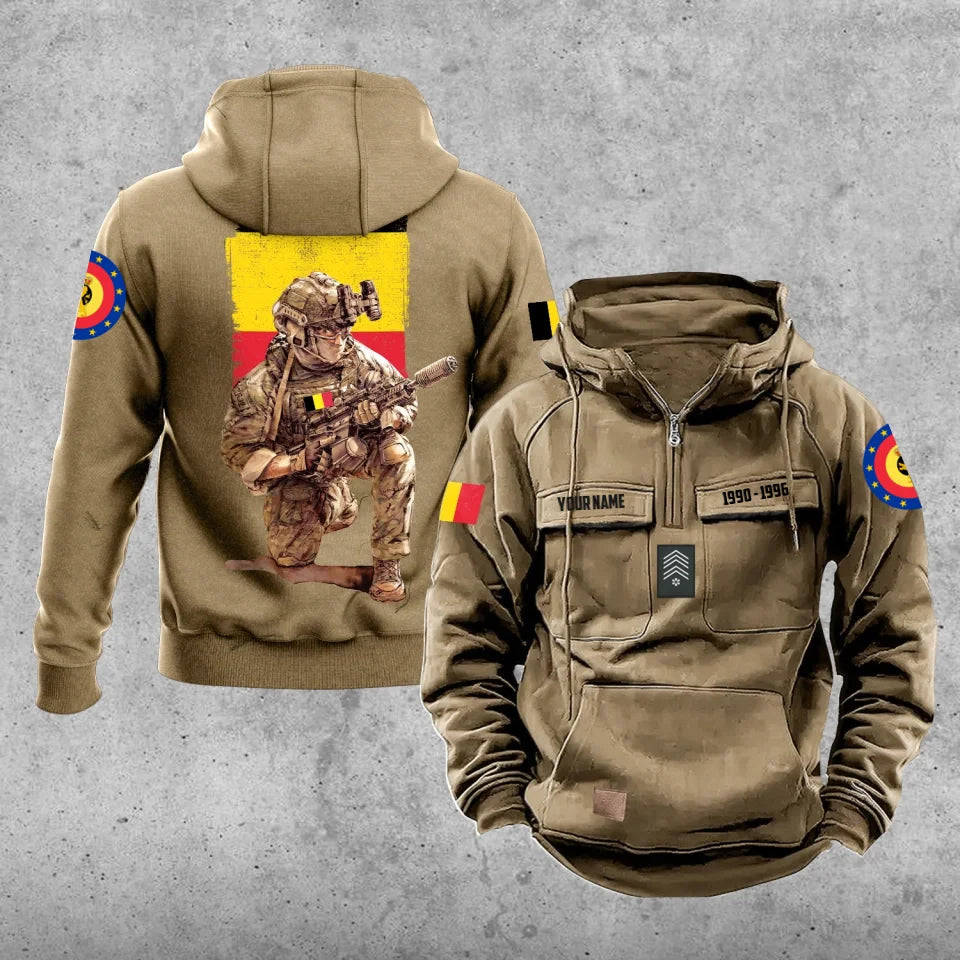 Personalisierter belgischer Soldat/Veteran Vintage Hoodie mit Vollbedruckung - 27062401QA