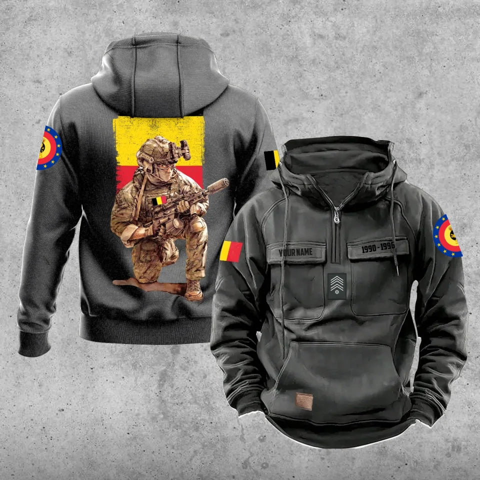 Personalisierter belgischer Soldat/Veteran Vintage Hoodie mit Vollbedruckung - 27062401QA