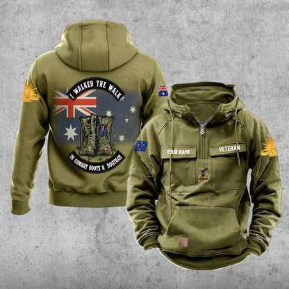 Sweat à capuche vintage personnalisé soldat/vétéran australien imprimé sur toute la surface - 17207424