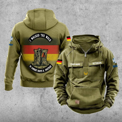 Personalisierter Vintage-Kapuzenpullover mit deutschem Soldaten-/Veteranen-Print – 17207424