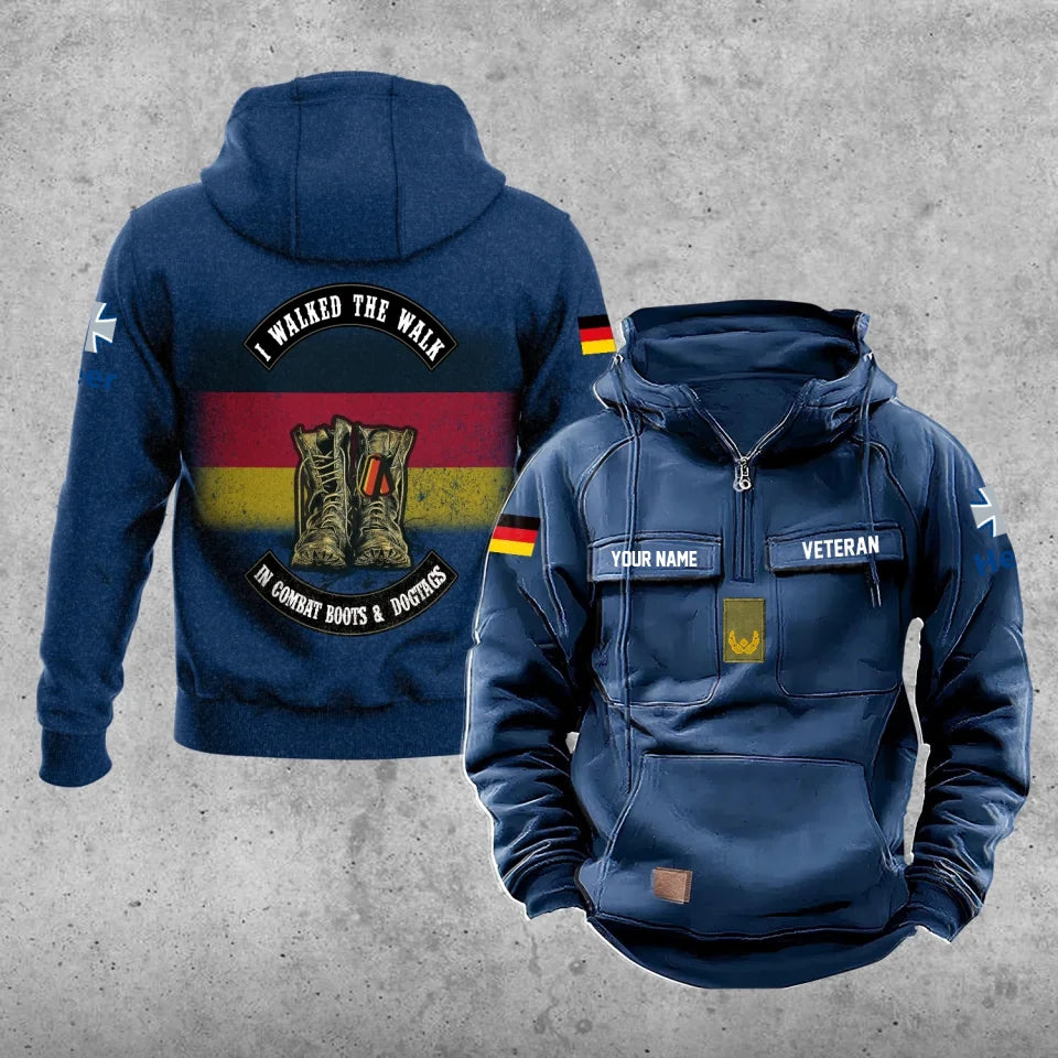 Personalisierter Vintage-Kapuzenpullover mit deutschem Soldaten-/Veteranen-Print – 17207424