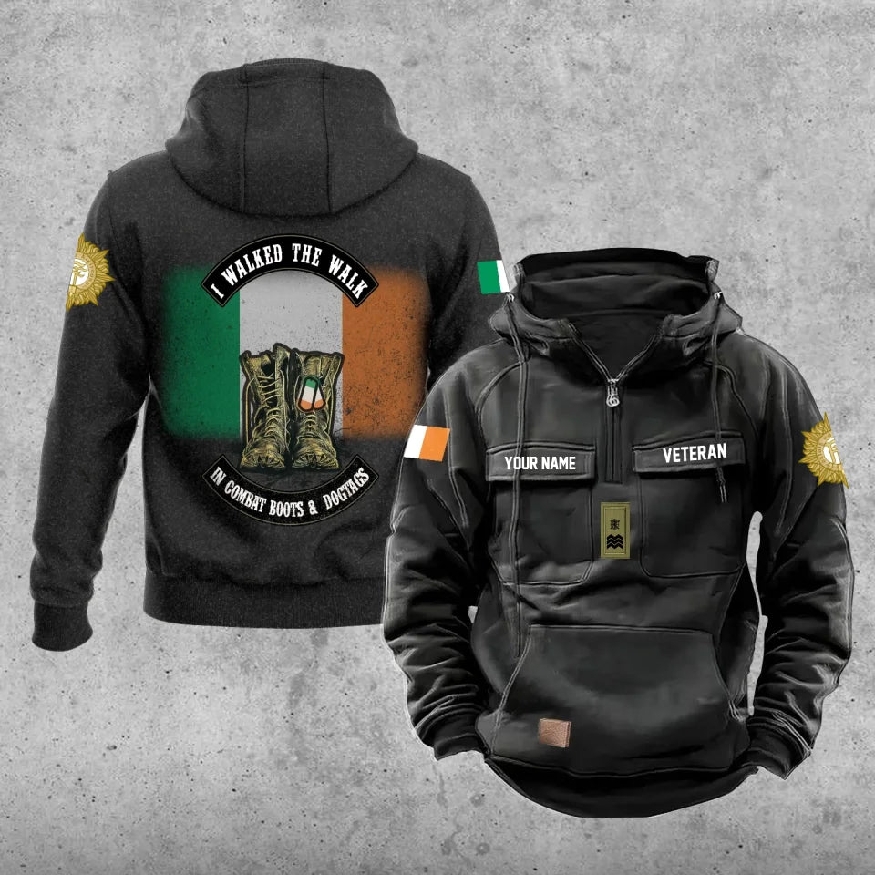 Sweat à capuche vintage personnalisé avec imprimé sur toute la surface du soldat/vétéran irlandais - 17207424